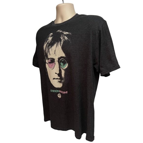John Lennon Imagine Peace Charcoal Gray Graphic T-Shirt Large Lightweight Cotton - Picture 2 of 5